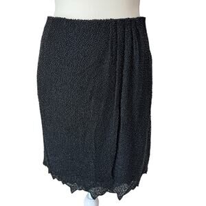 VINTAGE Skirt Womens 8 Black Beaded Mini Wrap Glamour Party Holiday Formal